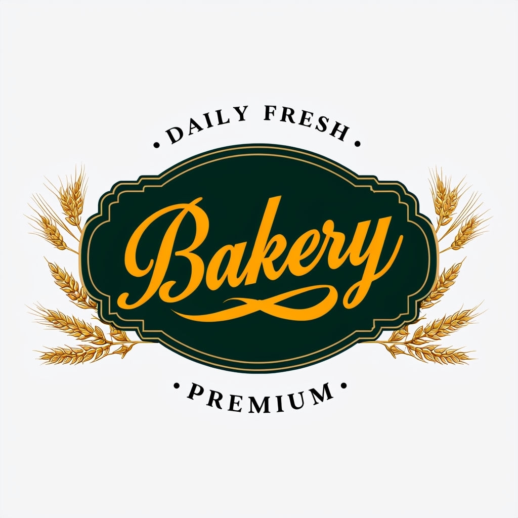 Elegant Vintage Bakery Logo with Wheat and Decorative Swirls Logo