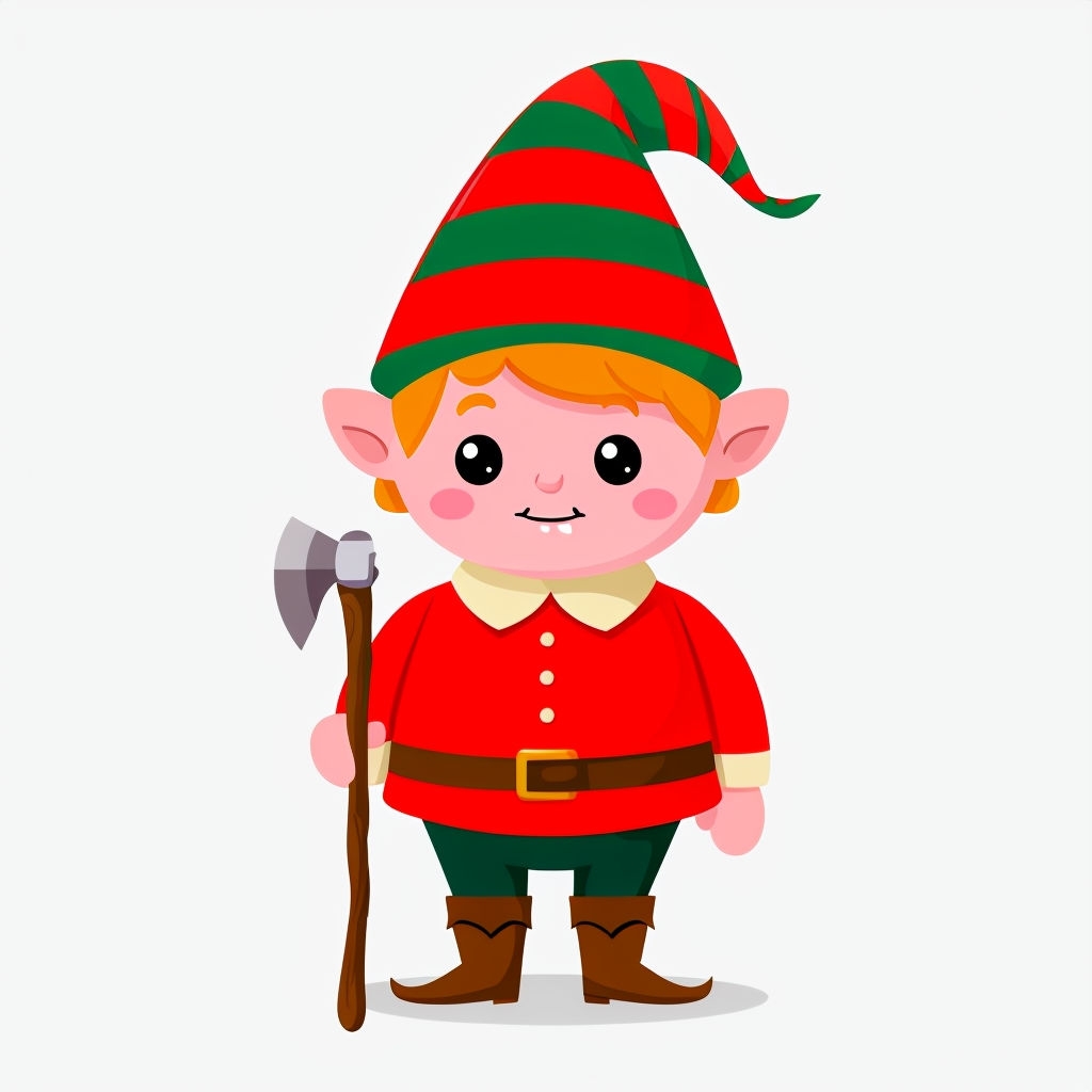 Cheerful Cartoon Festive Elf Character Illustration Sticker