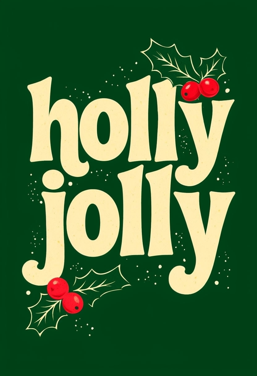 Cheerful 'Holly Jolly' Christmas Graphic Design Card