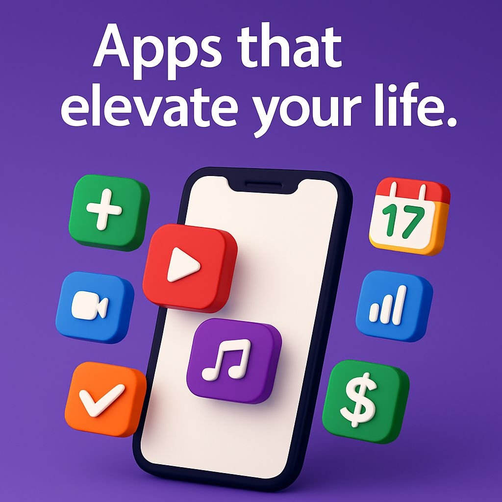 Vibrant 3D Smartphone with Colorful App Icons Advertisement
