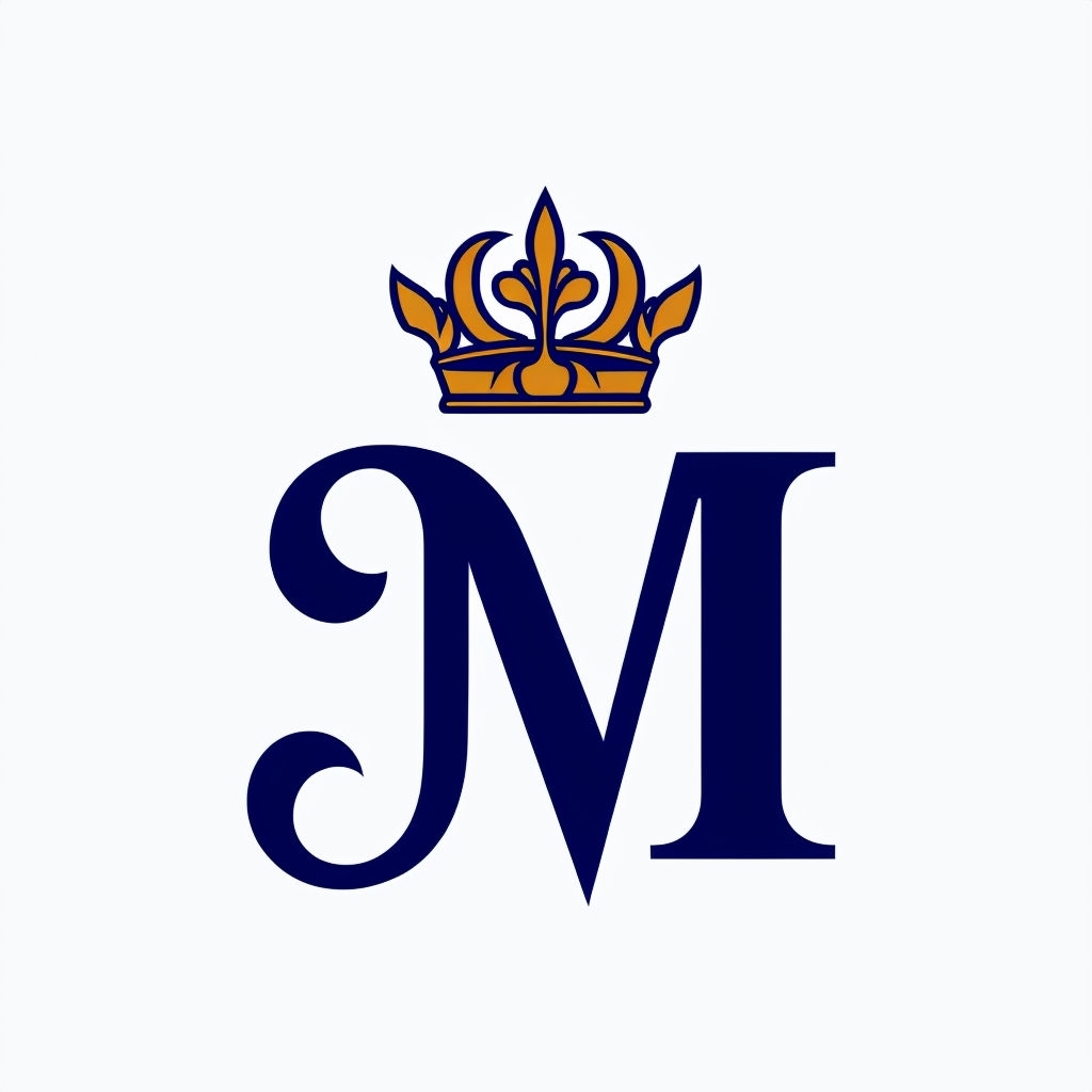 Elegant Navy Blue and Ochre Gold Monogram Design Sticker