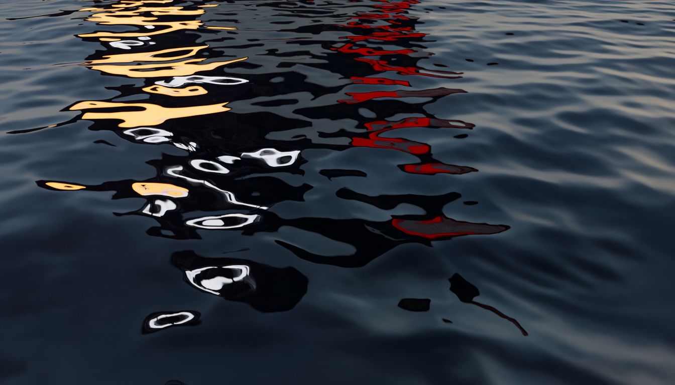 Haunting Dark Water Reflection with Eerie Shimmer Wallpaper Virtual Backgrounds