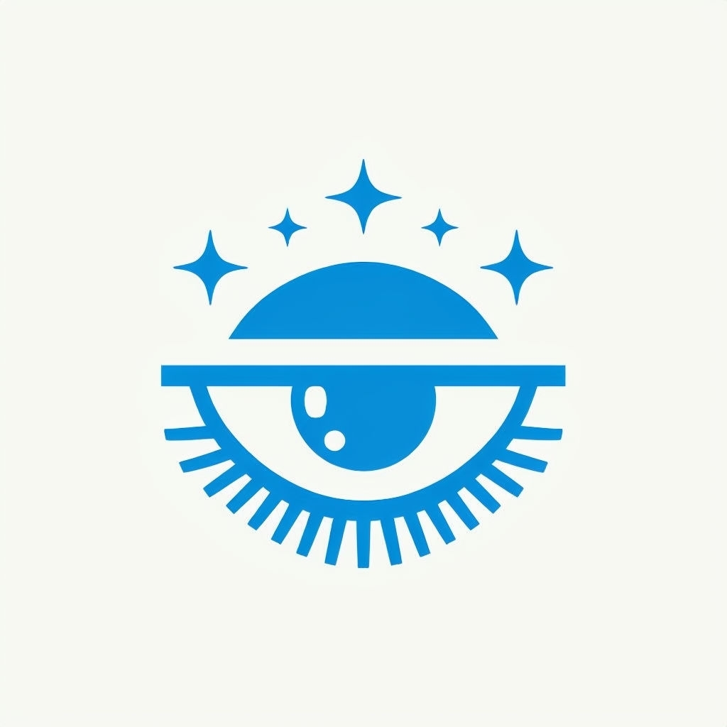 Stylish Minimalist Azure Eye Icon with Stars Design Logo