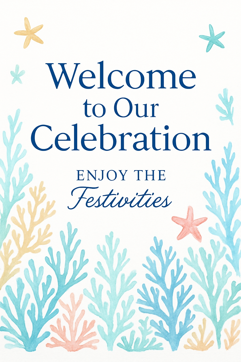 Festive Watercolor Welcome to Our Celebration Card Design Event Sign