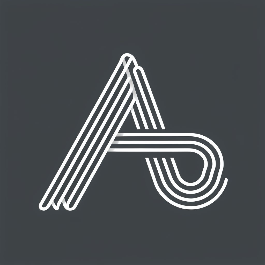 Modern Geometric 'A' Monogram Design in White Lines Sticker