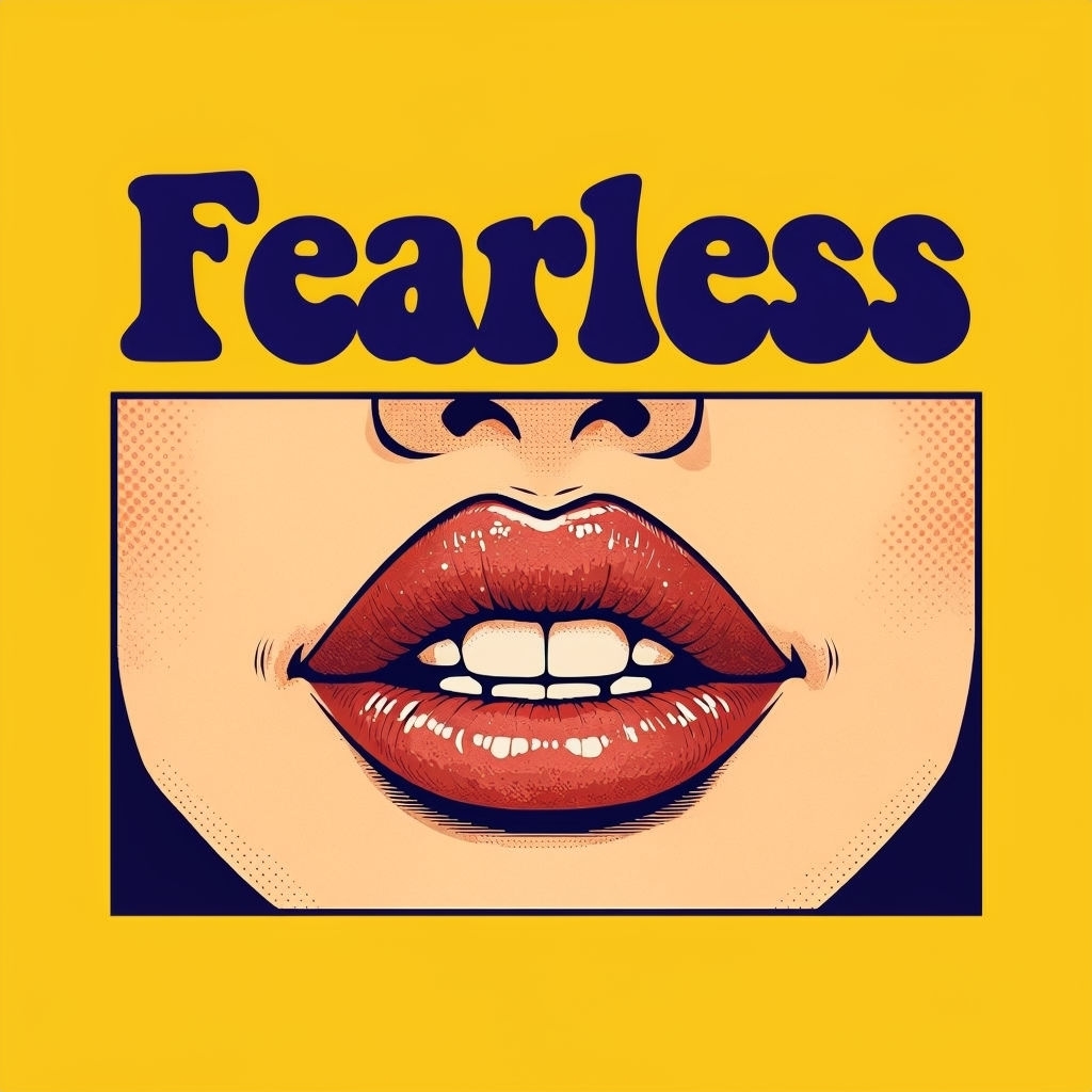 Fearless Glossy Red Lips Pop Art Style T-Shirt