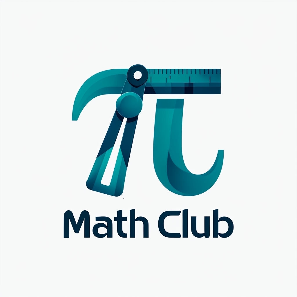 Modern Teal and Navy Math Club Logo with Compass and Ruler