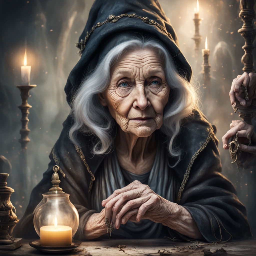 detailed portrait of evil ugly fat old witch