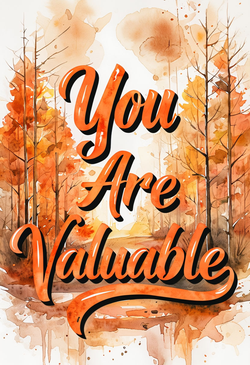 You Are Valuable Inspirational Watercolor Art Poster