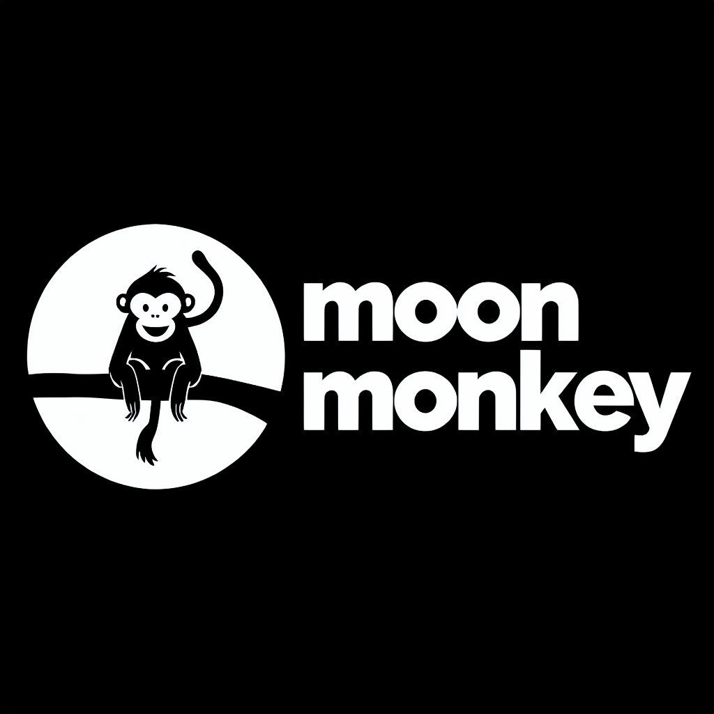 Minimalist Black and White Moon Monkey Logo Design
