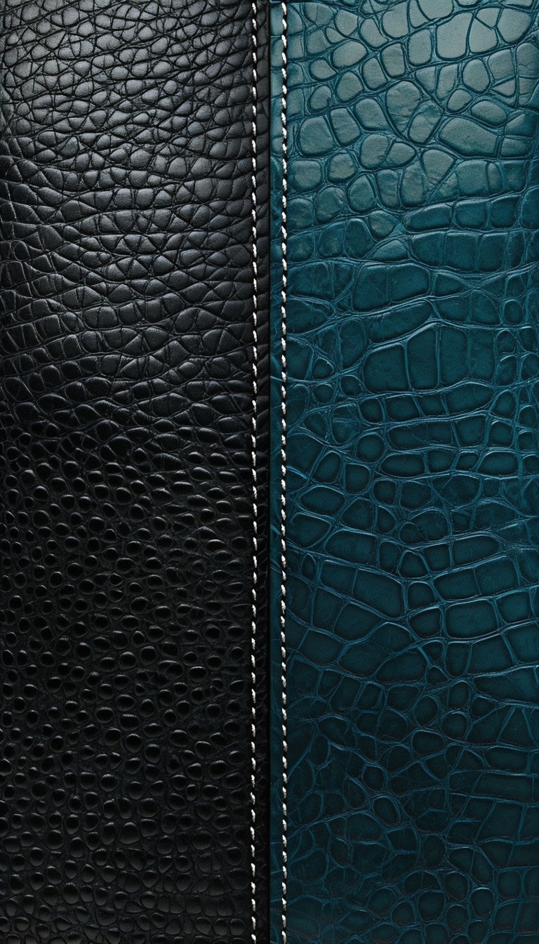 Sleek Black and Teal Leather Texture Phone Case Design