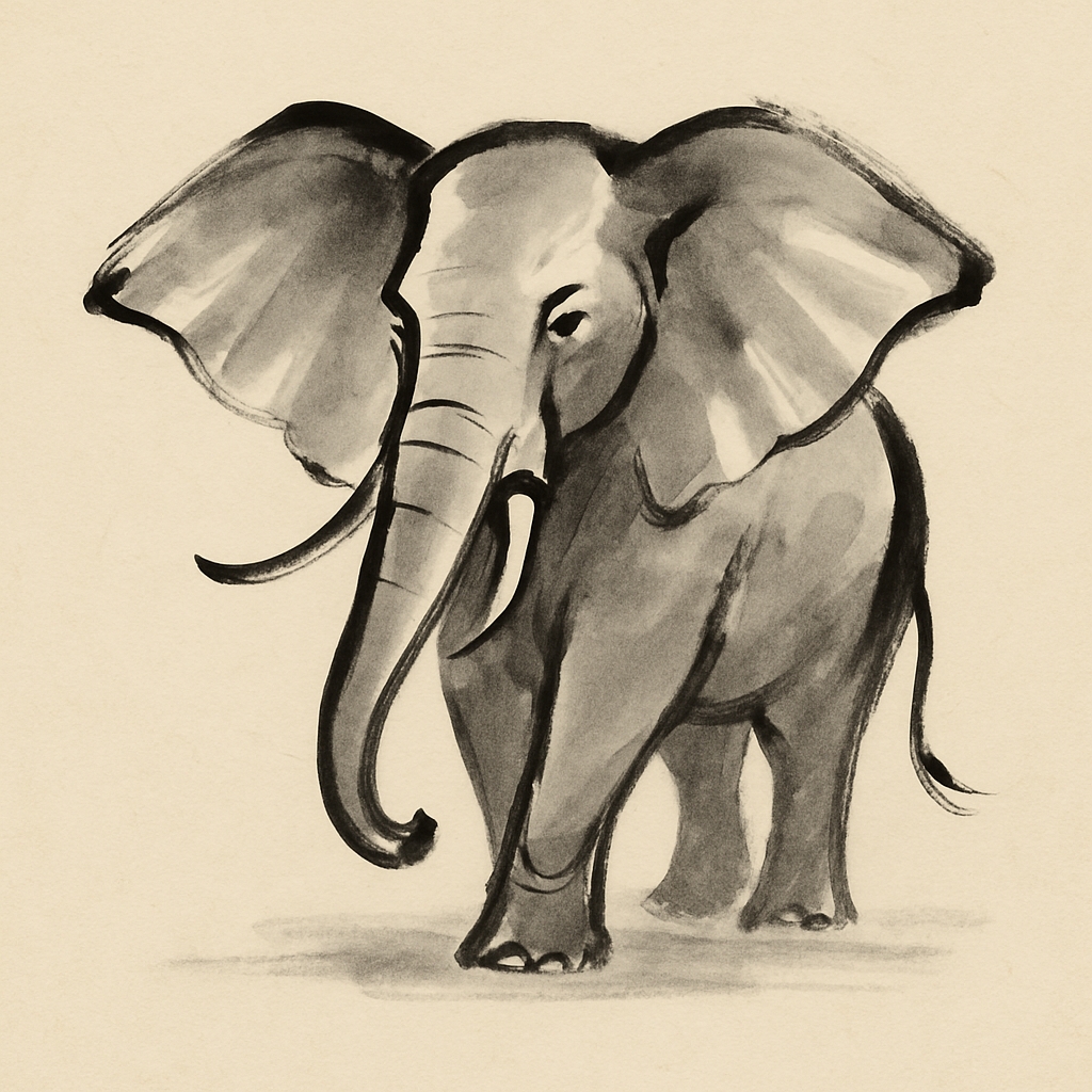 Majestic Watercolor Elephant Illustration T-Shirt