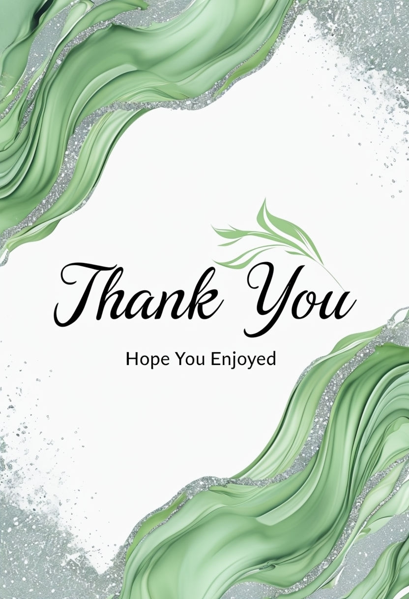 Elegant Thank You Event Sign with Moss Green and Silver Accents