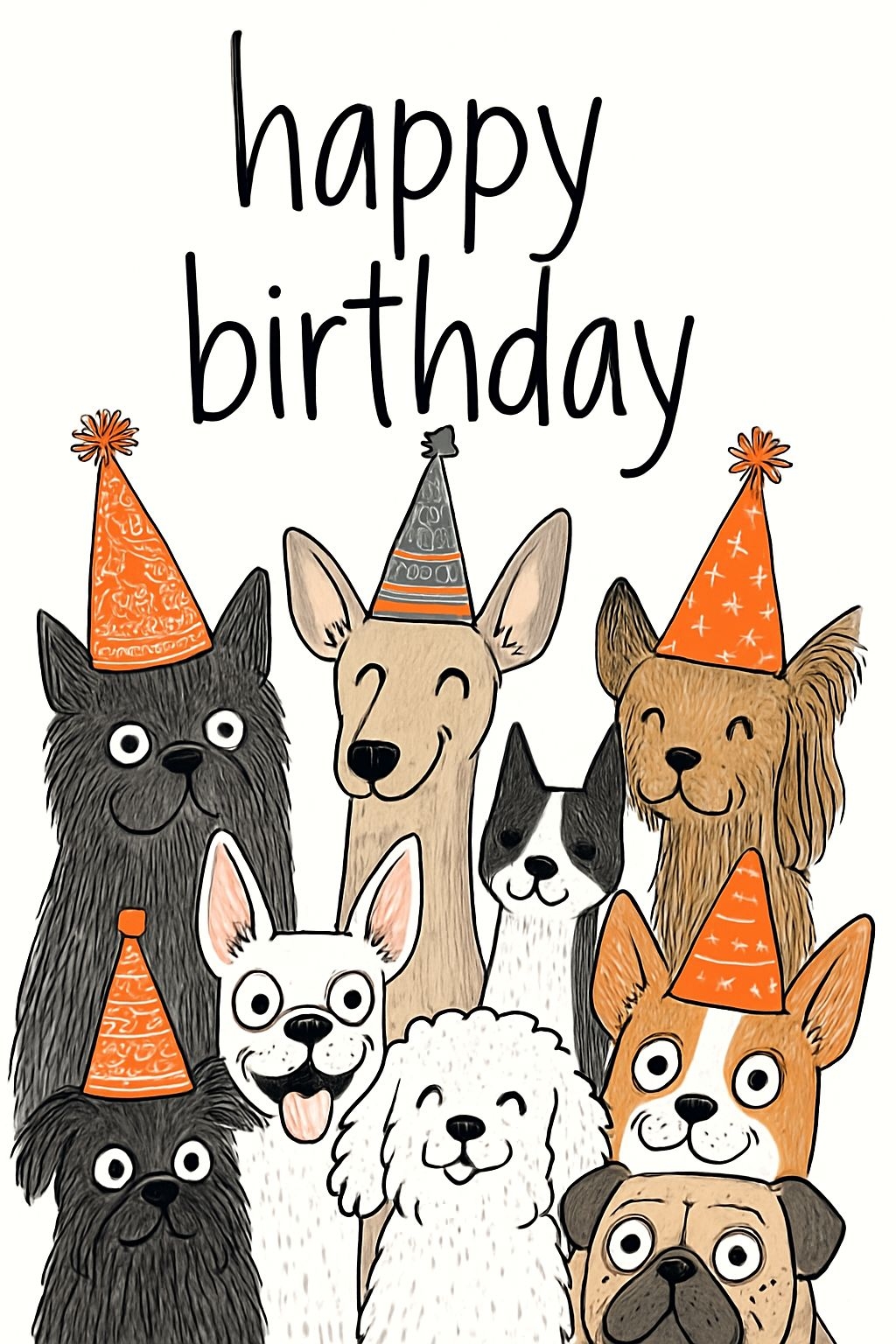 Cheerful Cartoon Dogs Birthday Card Illustration for Celebration Cards & Invites