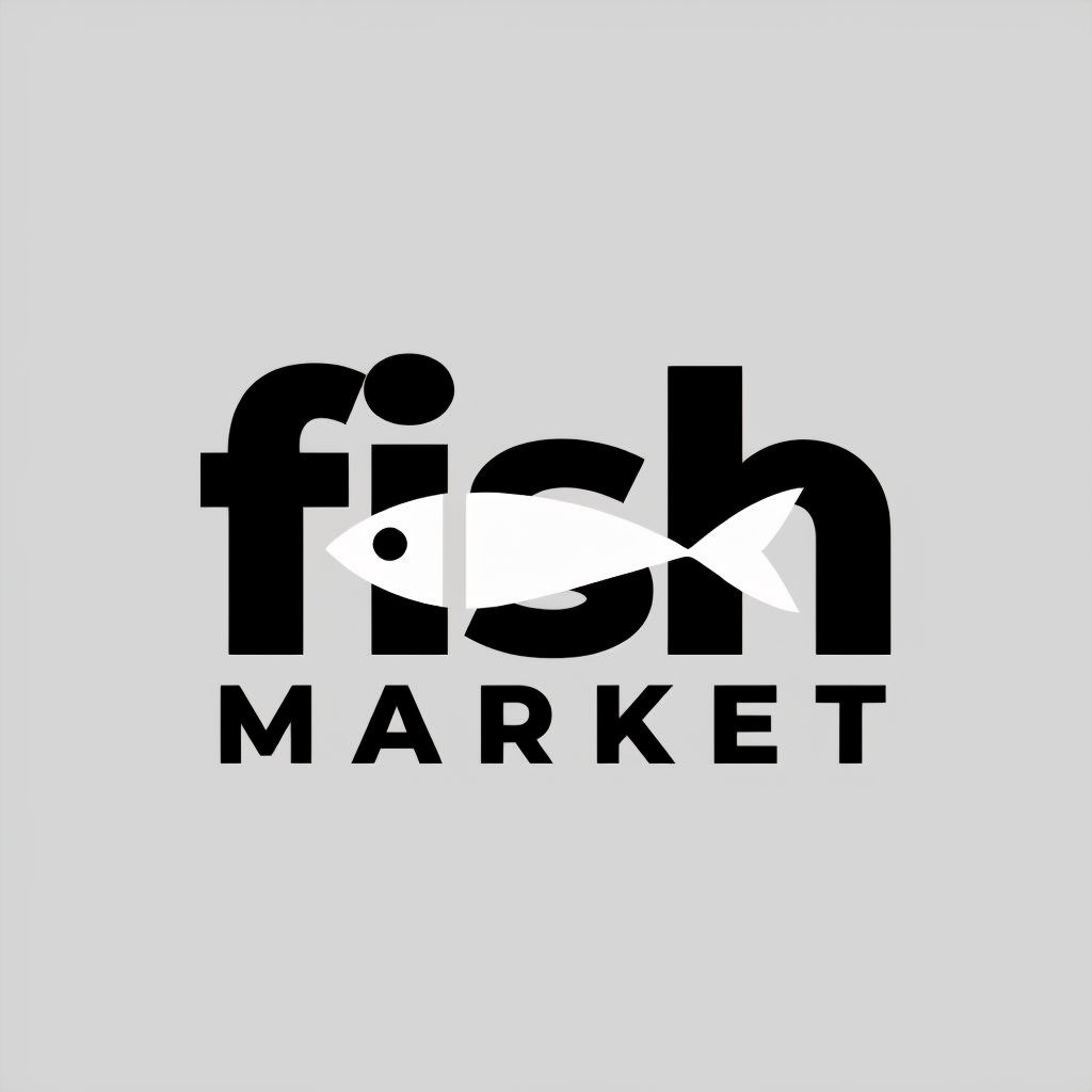 Minimalist Fish Market Logo with Creative Typography Design