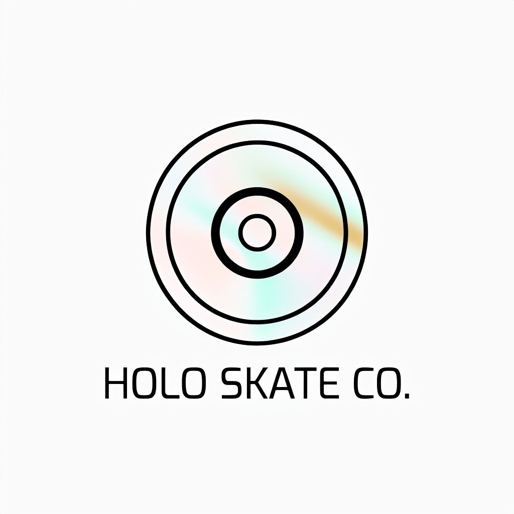 Modern Minimalist Holo Skate Co. Logo Design with Holographic Effect Logo
