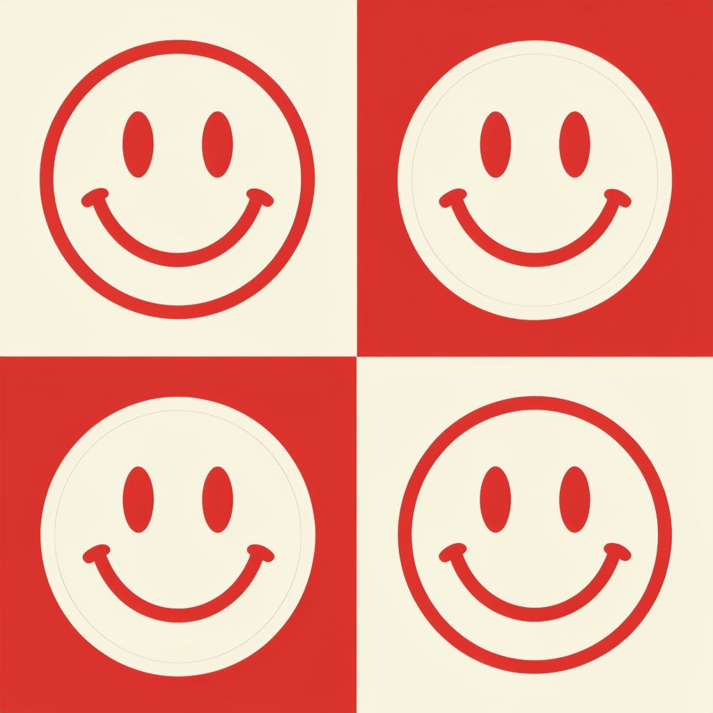 Cheerful Smiley Face Seamless Pattern with Minimalist Design