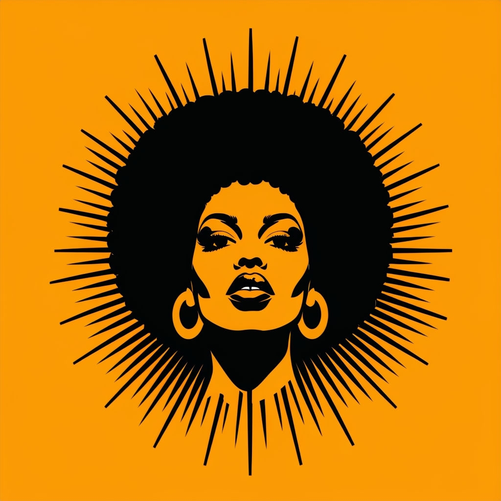 Bold Black Woman Silhouette with Afro on Vibrant Yellow T-Shirt