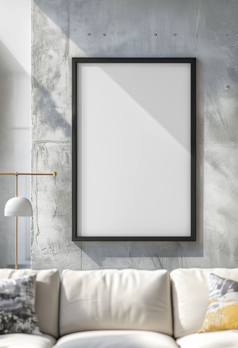Photorealistic Modern Minimalist Living Room Frame Mockup