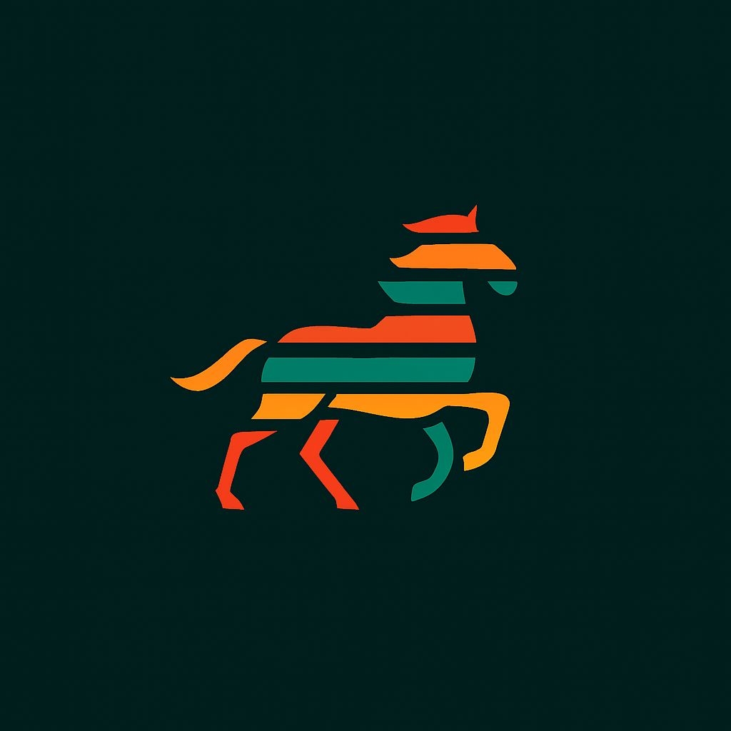 Stylized Modern Minimalist Galloping Horse Logo Design