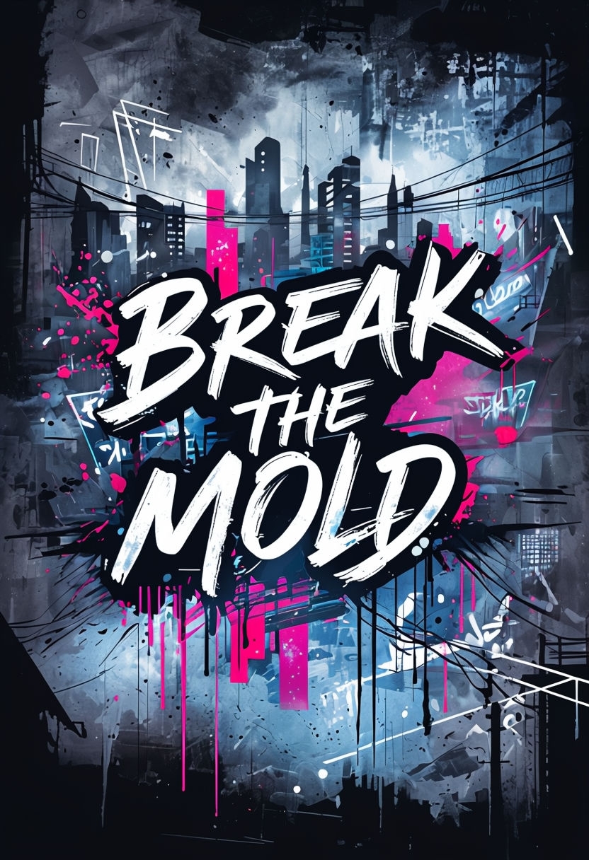 Rebellious Urban Grit “Break the Mold” Neon Art Poster