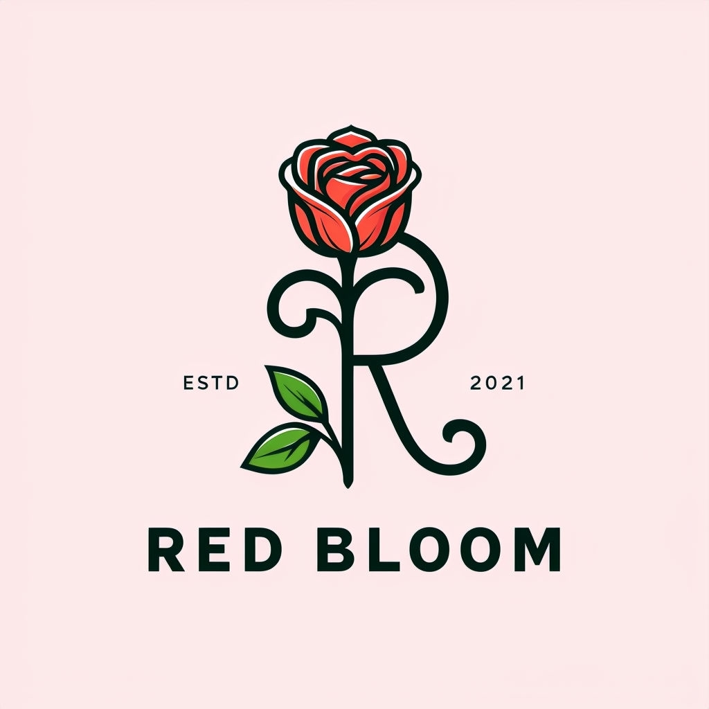 Elegant Minimalist Red Bloom Rose Logo Design