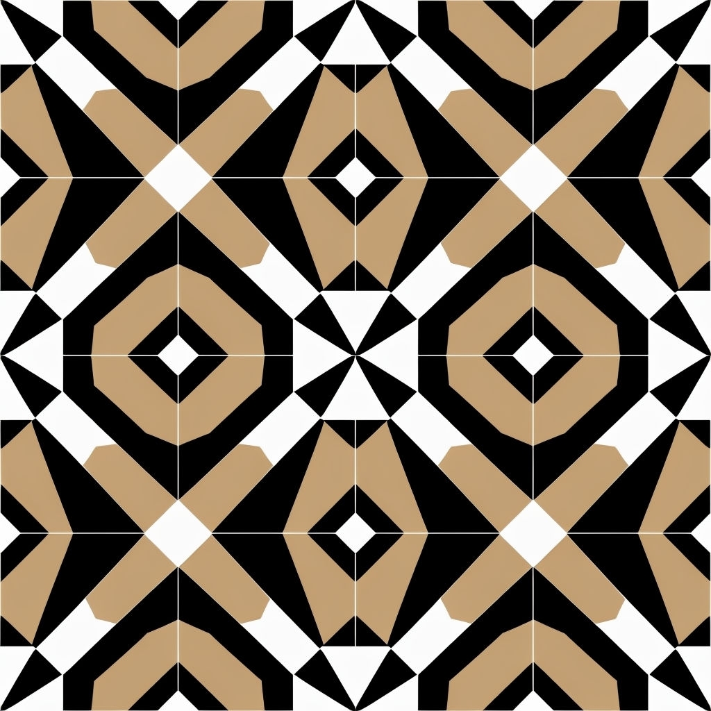 Modern Geometric Diamond Pattern with Black Tan and White Colors Seamless Pattern