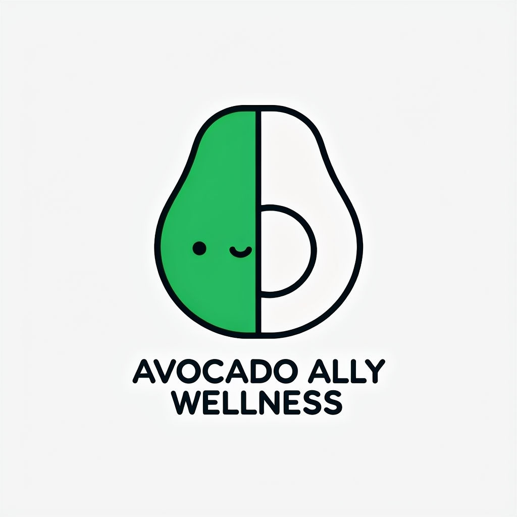 Minimalist Avocado Ally Wellness Logo Design for Healthy Living Logo