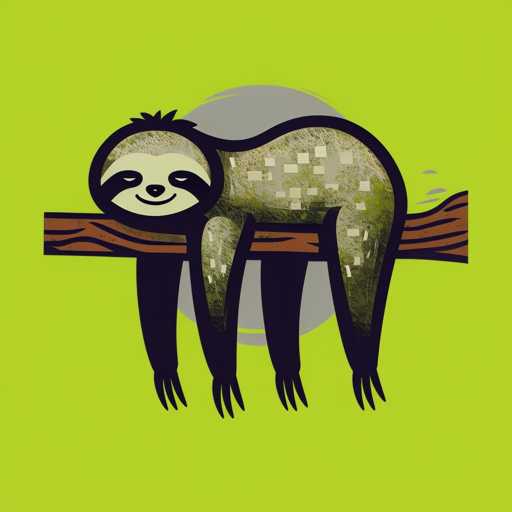 Sleepy Sloth Hanging from a Branch Whimsical Artwork T-Shirt