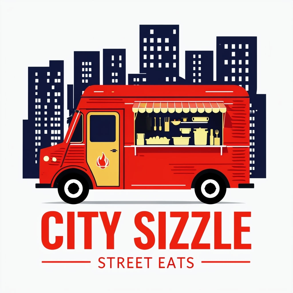 Vibrant City Sizzle Food Truck Illustration Poster