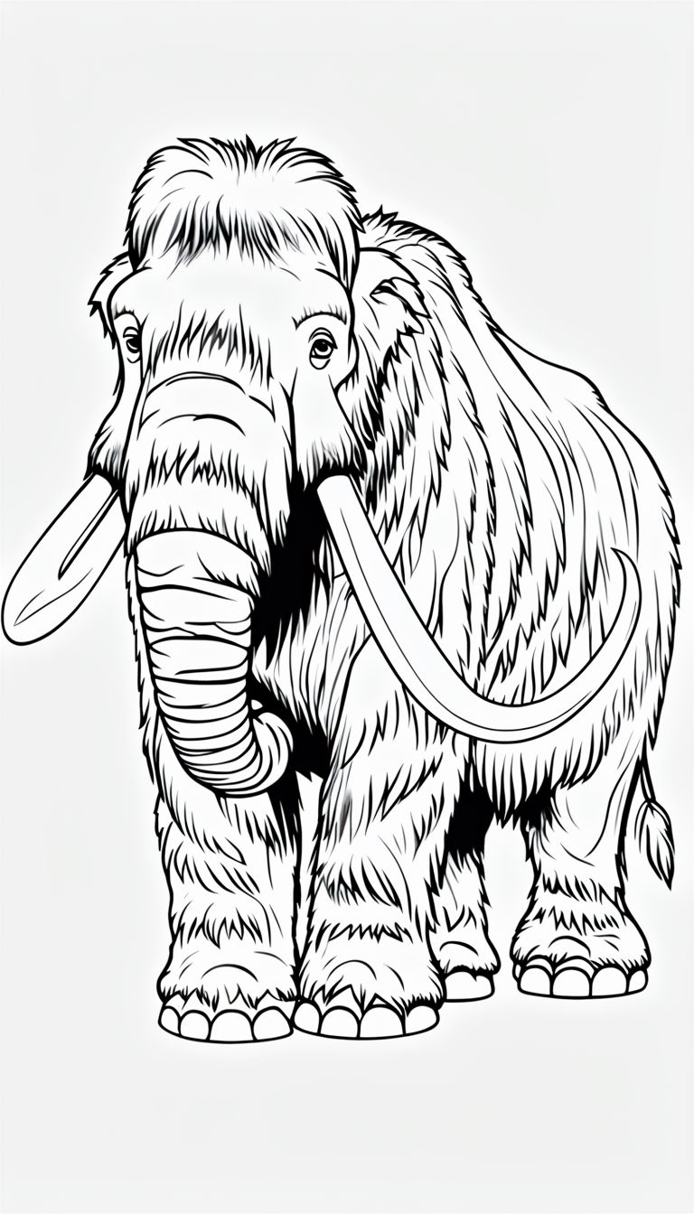 Kid-Friendly Woolly Mammoth Coloring Page Design