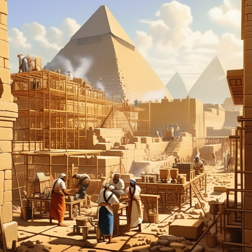 Ancient Egyptian architects and engineers working with skill... by 최성호