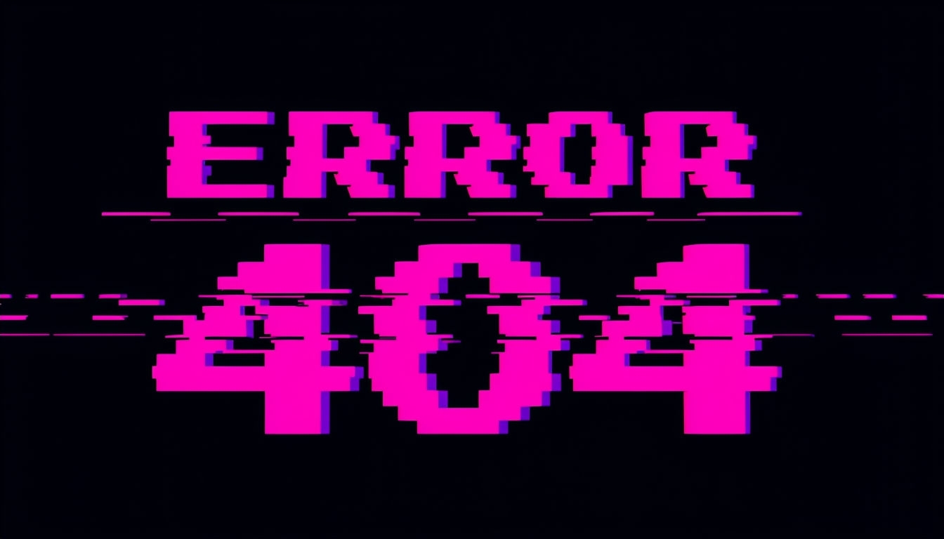 Glitchy Retro Error 404 Message Art for Virtual Backgrounds