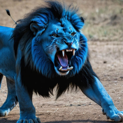 A blue-black lion that opens its mouth by Oliver KOR - Playground