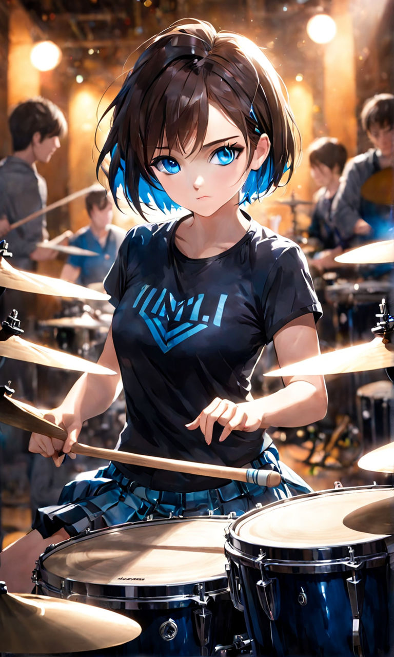 garota de anime tocando bateriagarota de anime tocando bateria  