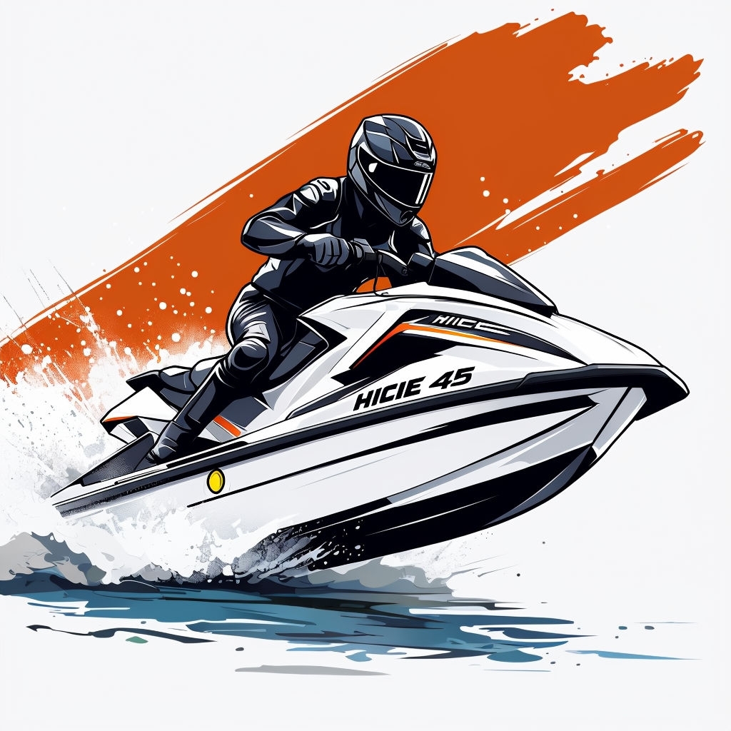 Dynamic Jet Ski Adventure Comic Illustration T-Shirt