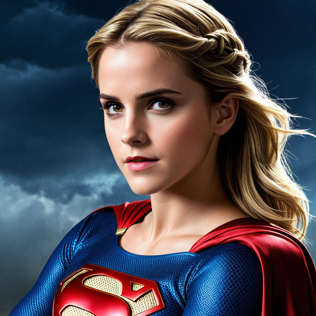 ultra realistic adult Emma Watson as supergirl