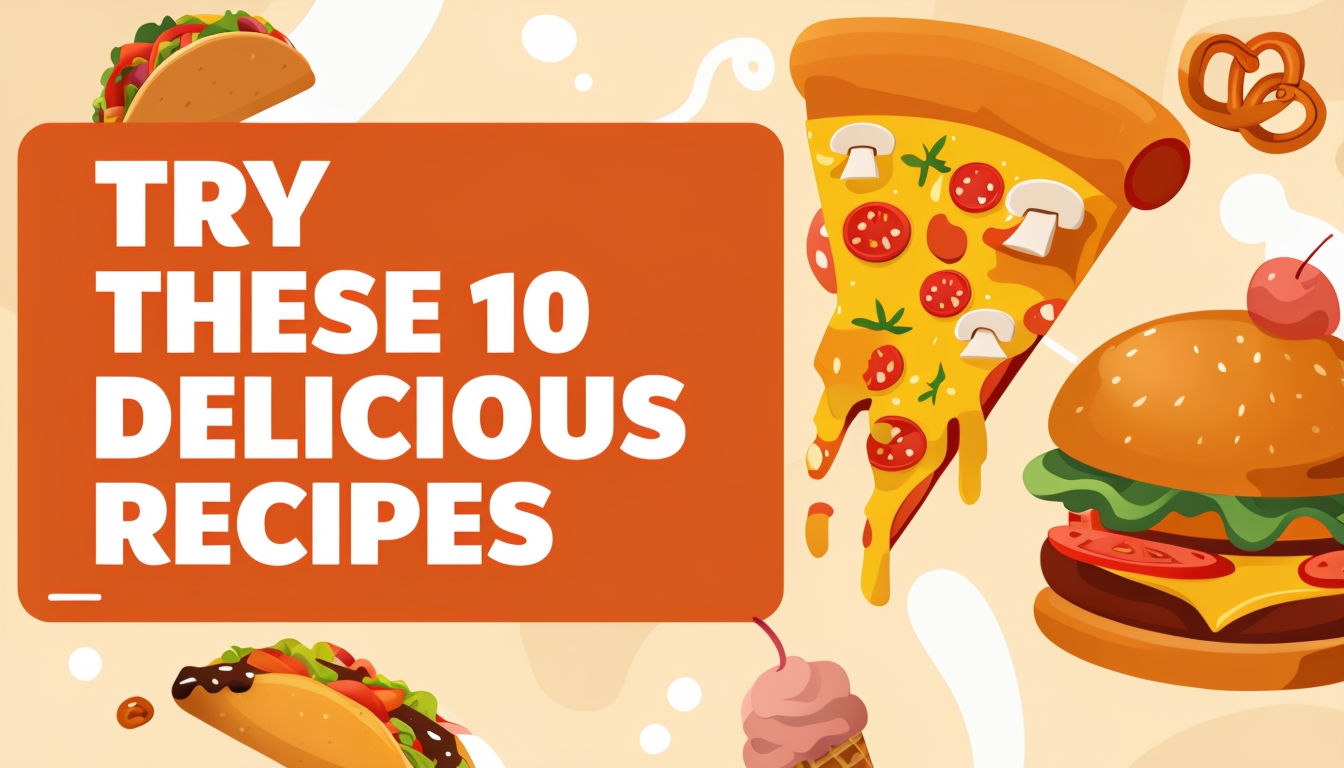 Bright Cartoon Style Delicious Recipes Illustration for Food Lovers Poster