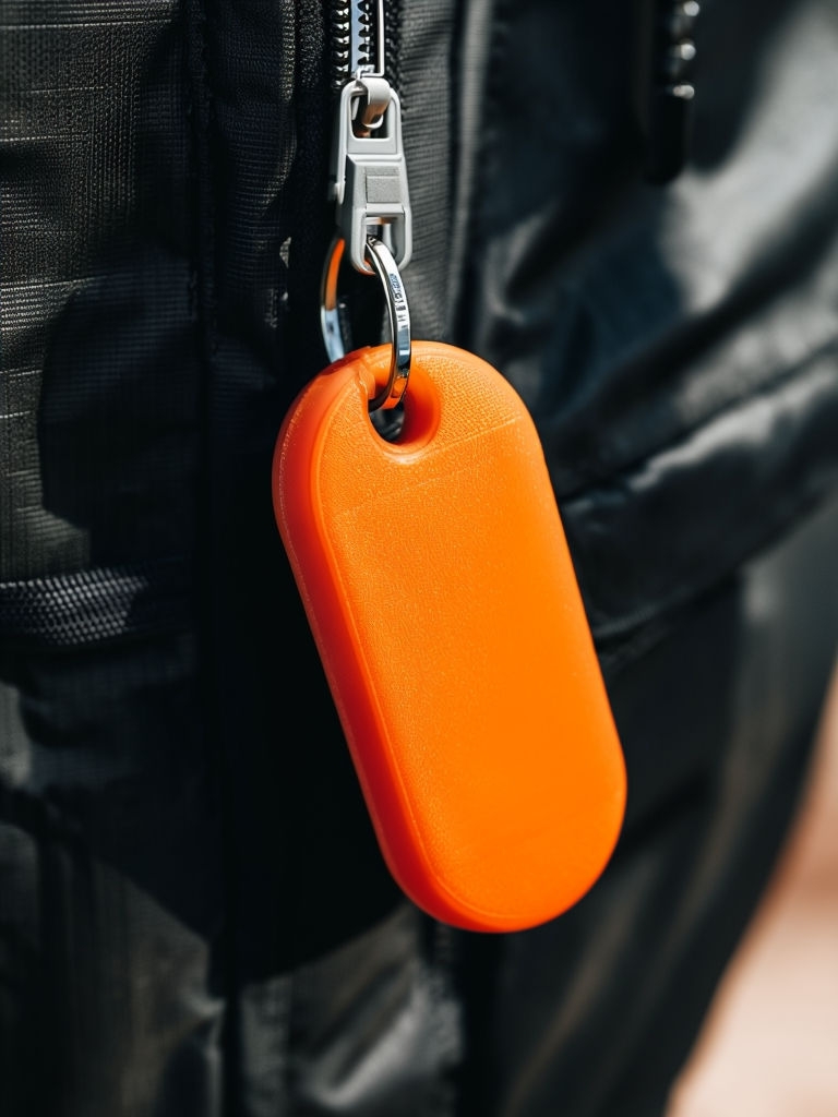 Vibrant Orange Soft PVC Keychain Action Shot Mockup