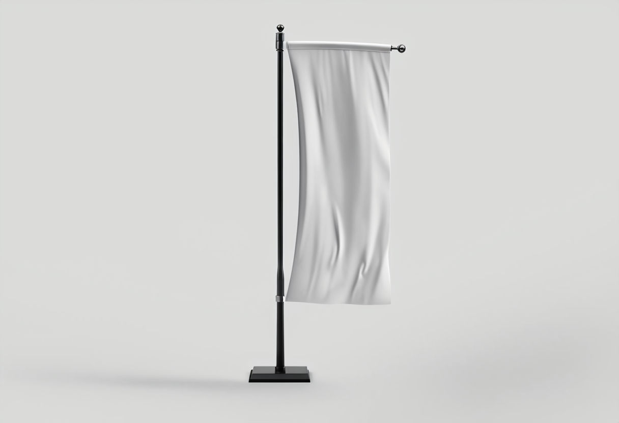 Minimalist White Flag with Black Pole Product Photography Poster