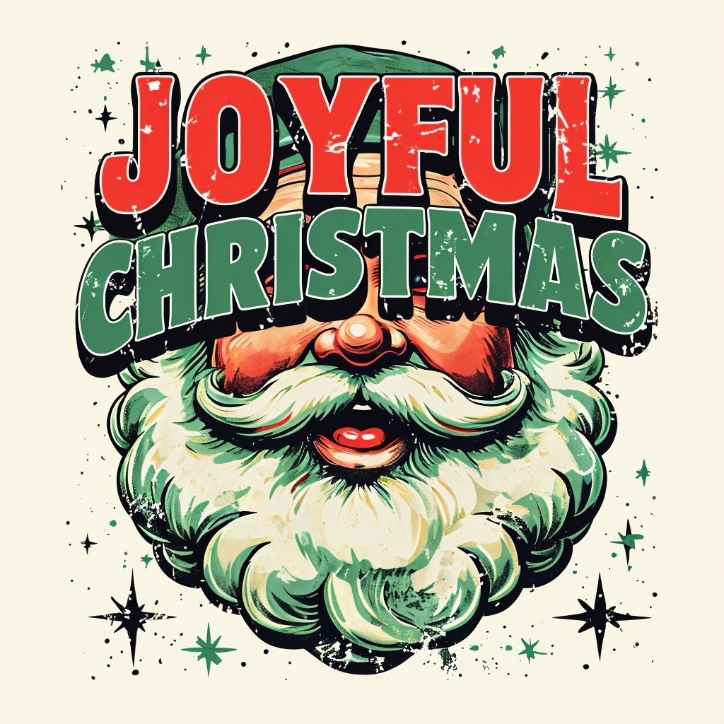 Joyful Christmas Vintage Santa Graphic T-Shirt