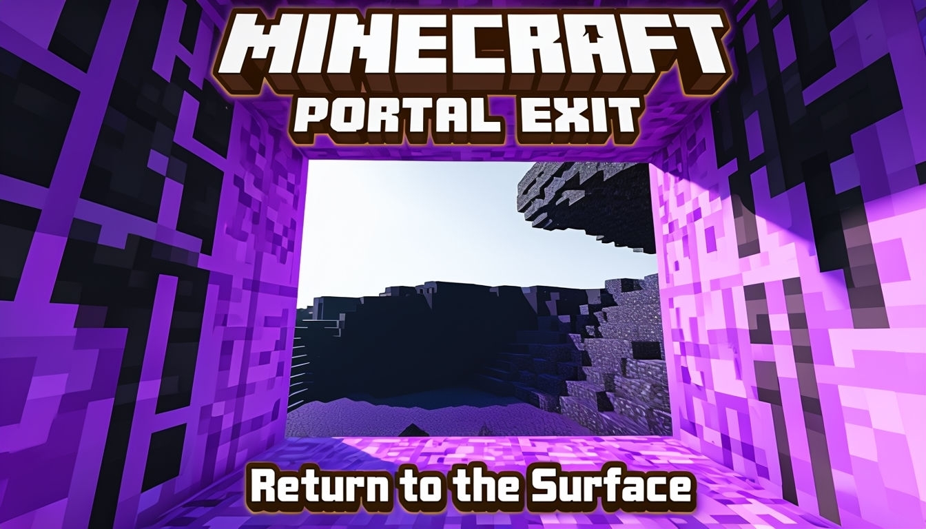 Vibrant 3D Minecraft Portal Exit Scene for Social Media Post