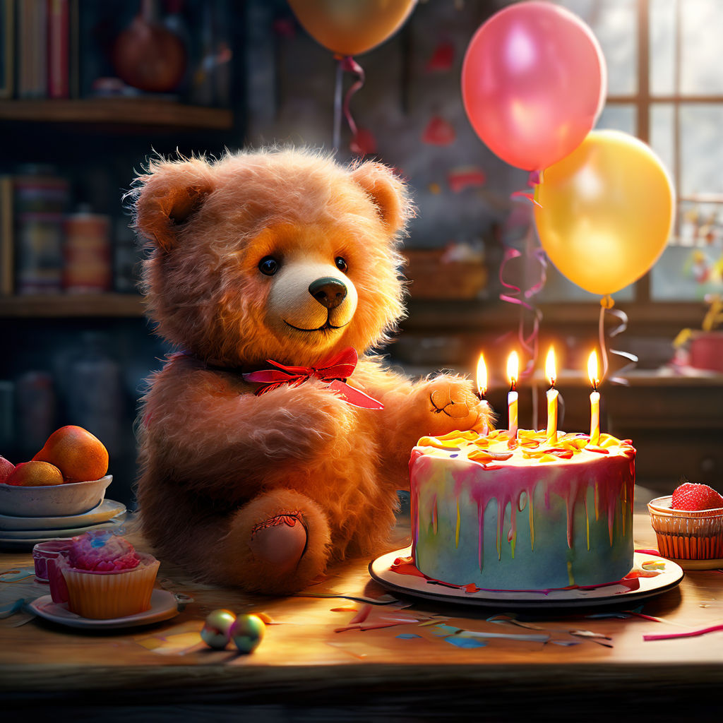 A sweet teddy bear with long fluffy fur by Claudia Botzian - Playground