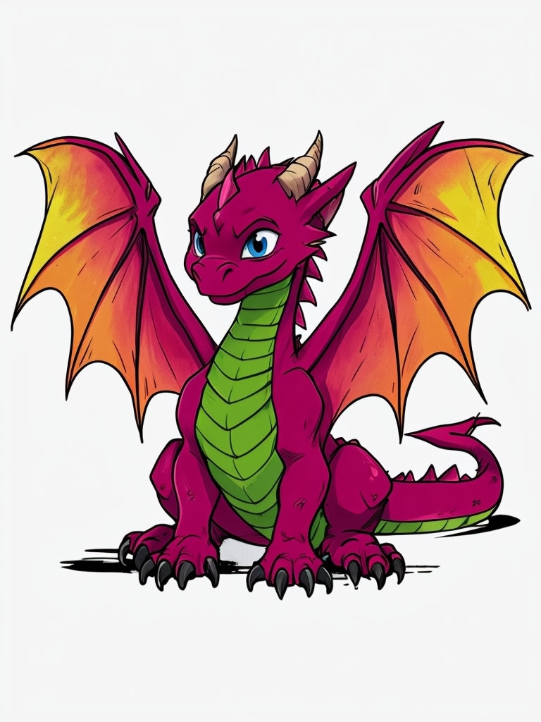 Vibrant Cartoon Dragon Character Design T-Shirt