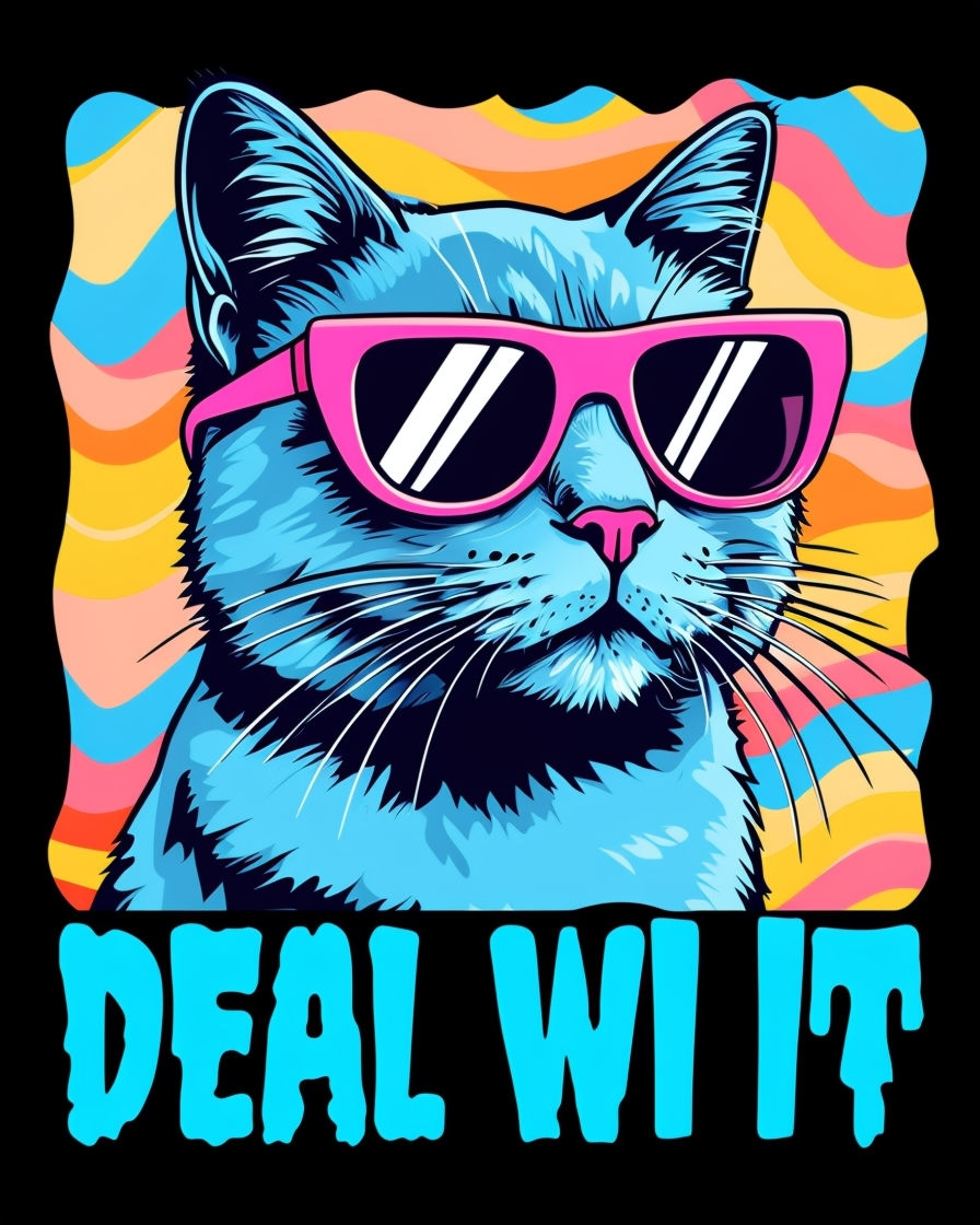 Cool Cat with Pink Sunglasses Retro Pop-Art T-Shirt
