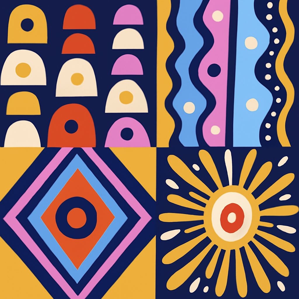 Vibrant Geometric Quadrant Patterns in Bold Colors Seamless Pattern
