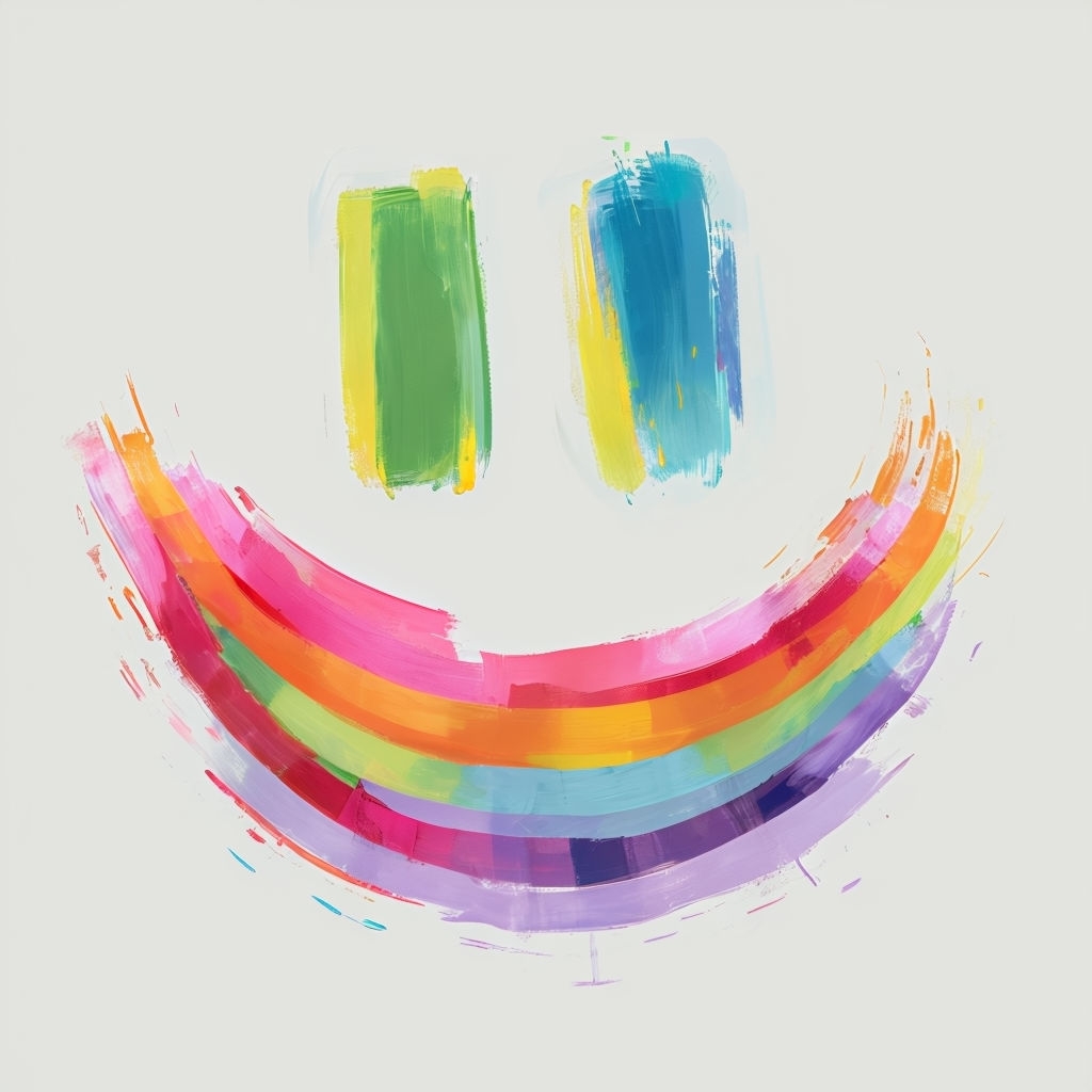 Vibrant Smiling Face Colorful Brush Stroke Art Mug