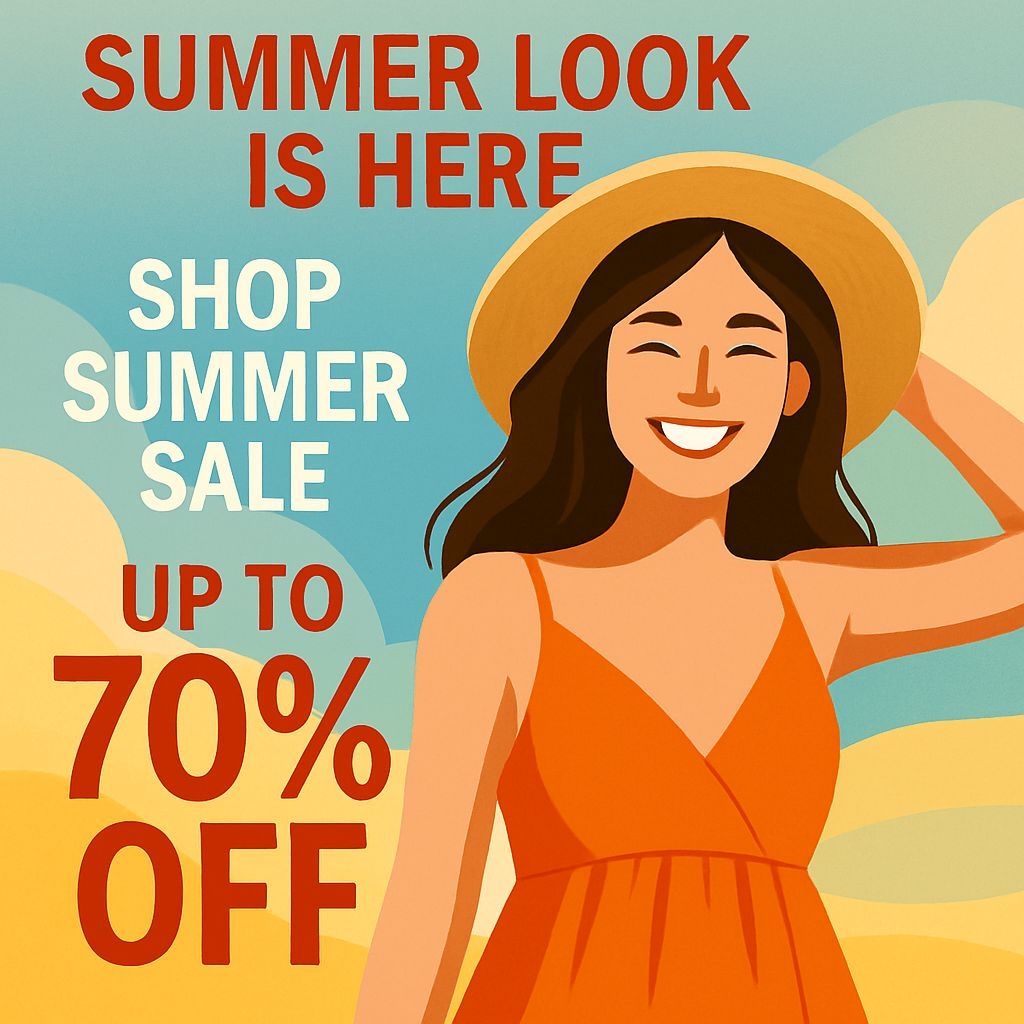 Cheerful Summer Sale Promotional Illustration Social Media Post