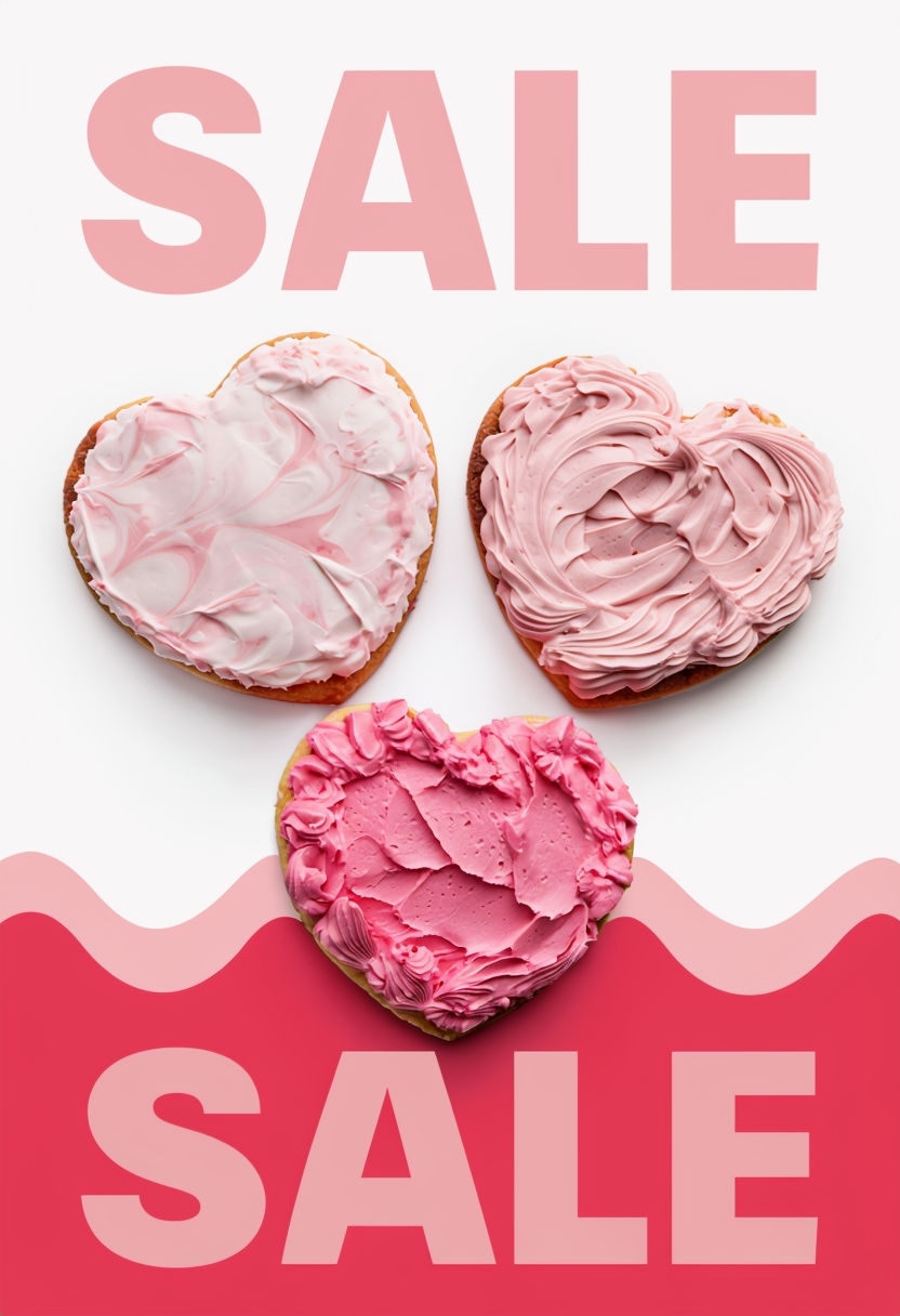 Heart-Shaped Baked Goods Sale Promotion Social Media Post