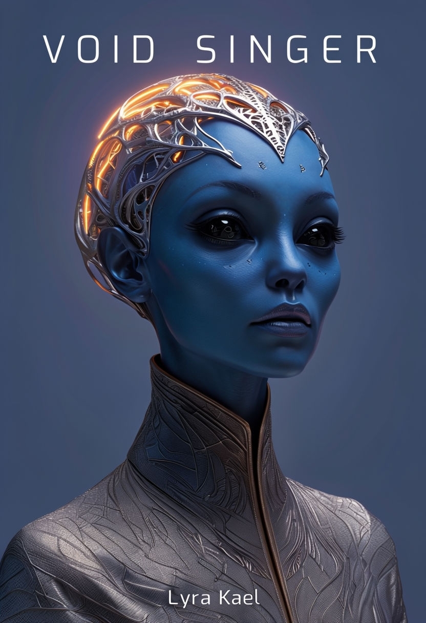Elegant Sapphire Blue Alien Priest Book Cover Design EBook Cover